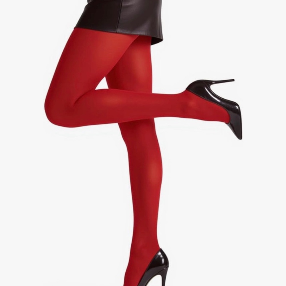 Red Opaque Tights - Women's Hosiery SZ L